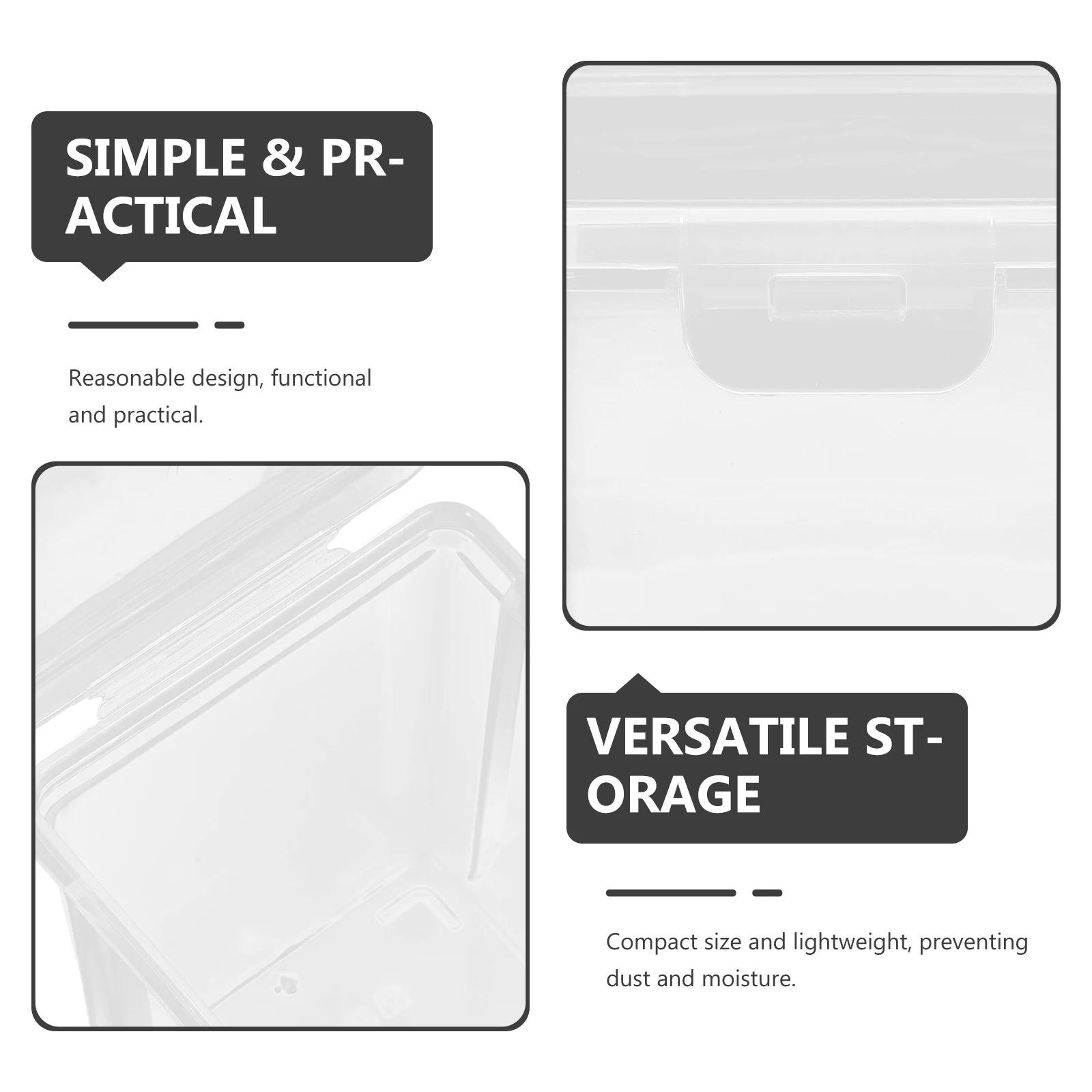 

2pcs Clear Storage Boxes Transparent Container With Lid Medium Desktop Organizer For Classroom Office Stationery Beads Sundries