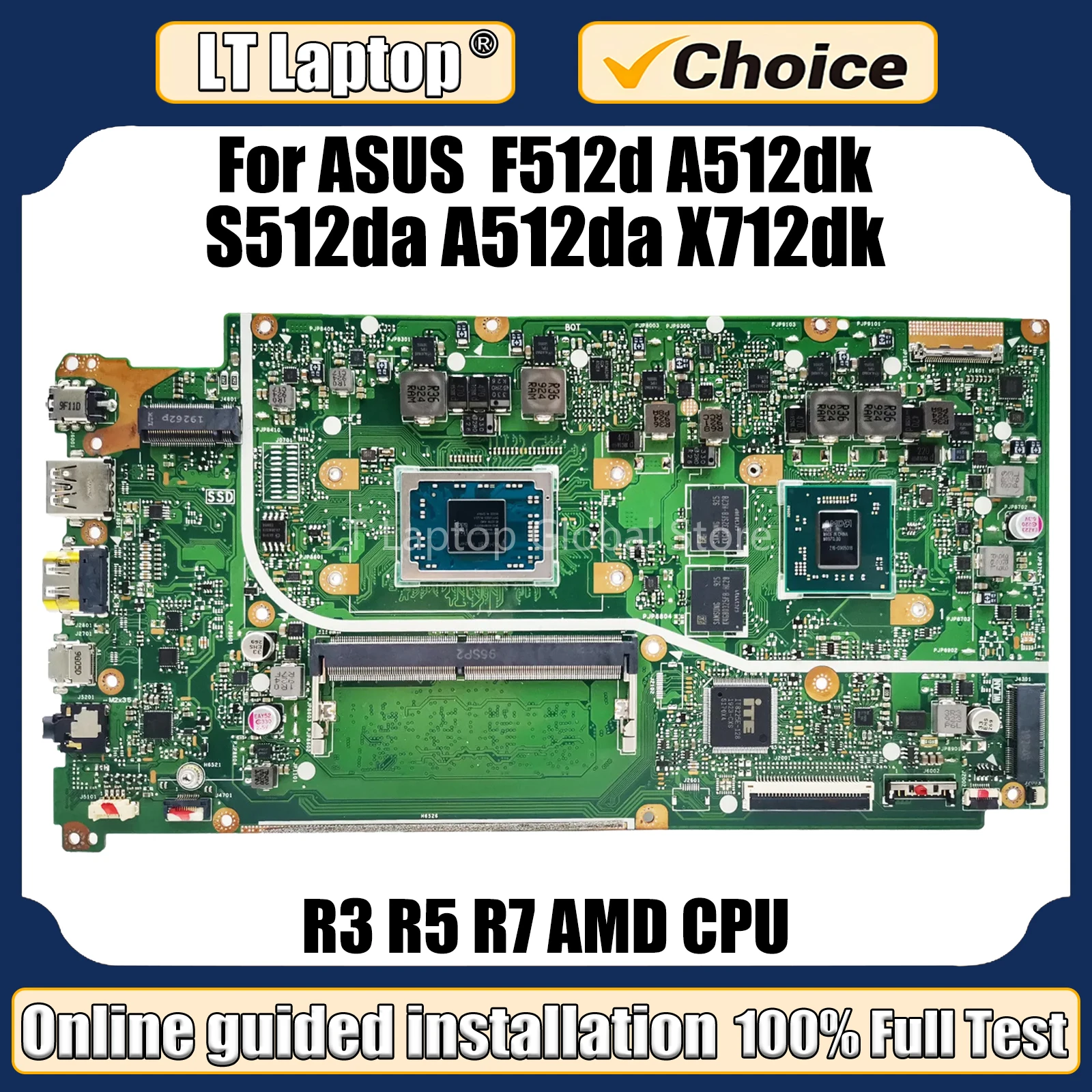 LT Laptop Moederbord X512dk voor ASUS VivoBook M5050da F512d A512dk S512da A512da X712dk Laptop Moederbord R3 R5 R7 CPU 4G RAM