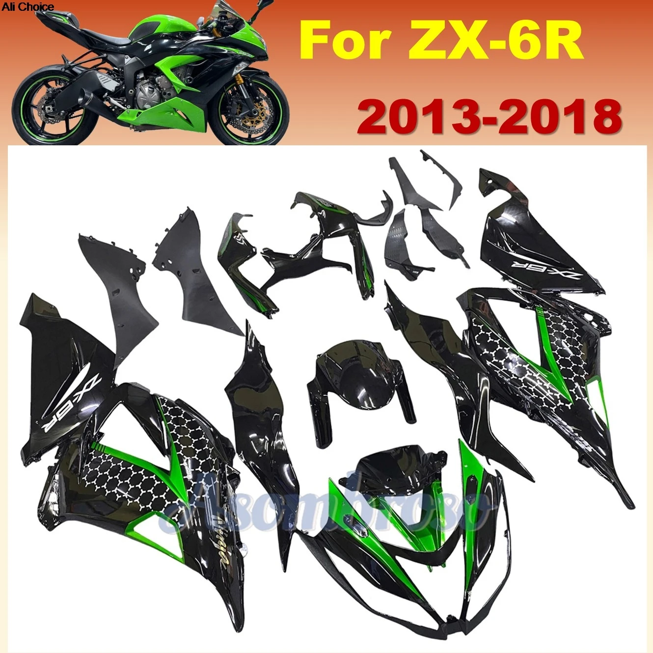 For Kawasaki ZX6R 2013–2018 Bodywork Fairing Kit ZX 6R 636 13-18 Ninja ABS Injection Replacement | Honeycomb Sticker