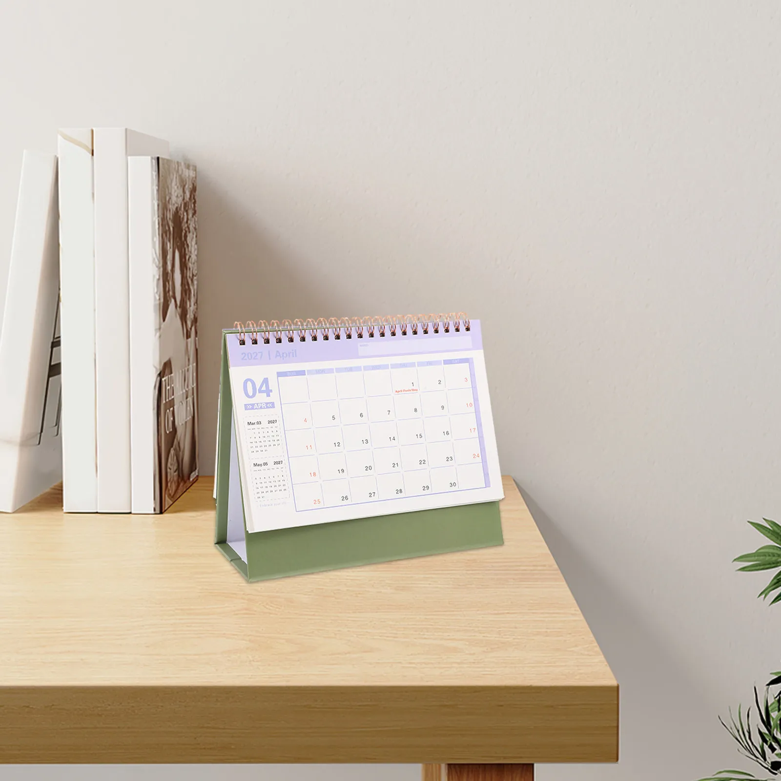 2Pcs Mini Desk Calendar 2026-2027 Small Standing Flip Monthly Planner Office School Home Green Pink Easel Desktop Calendar