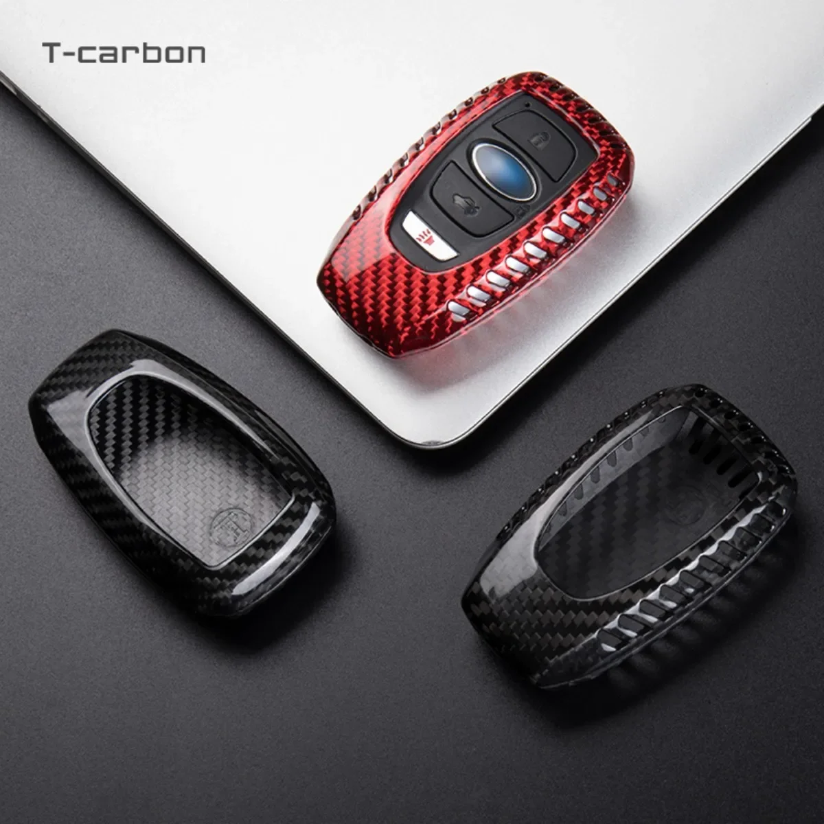 T-carbon Carbon Fiber Car Flip Folding Key Case Cover For Subaru Forester XV Outback BRZ WRX STI Legacy Impreza Crosstrek Access