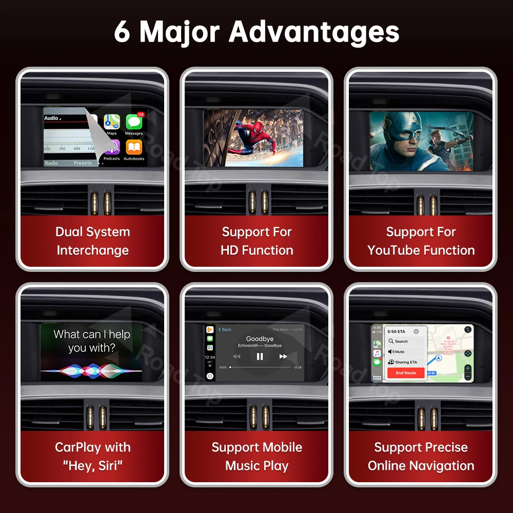 RoadTop CarPlay اللاسلكي لسيارة Mercedes Benz C Class W204 2011-2014، مع وظائف تشغيل السيارة Android Auto Mirror Link AirPlay #4