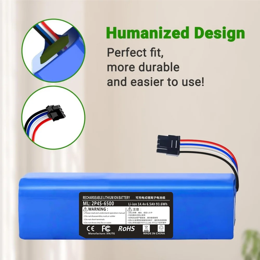 

14.4V 6500mAh Li-ion Battery for Eufy Robovac L70 Hybrid/T2190/T2190G21 360 S9/X90/X95 INR18650 M26-4S2P.