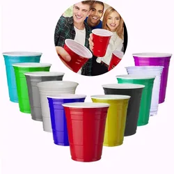 10pcs 500-55Ml Disposable Plastic Cups Party Beerpong Game Drinking Cup Picnic Outdoor Barbecue Bar Restaurant Tableware