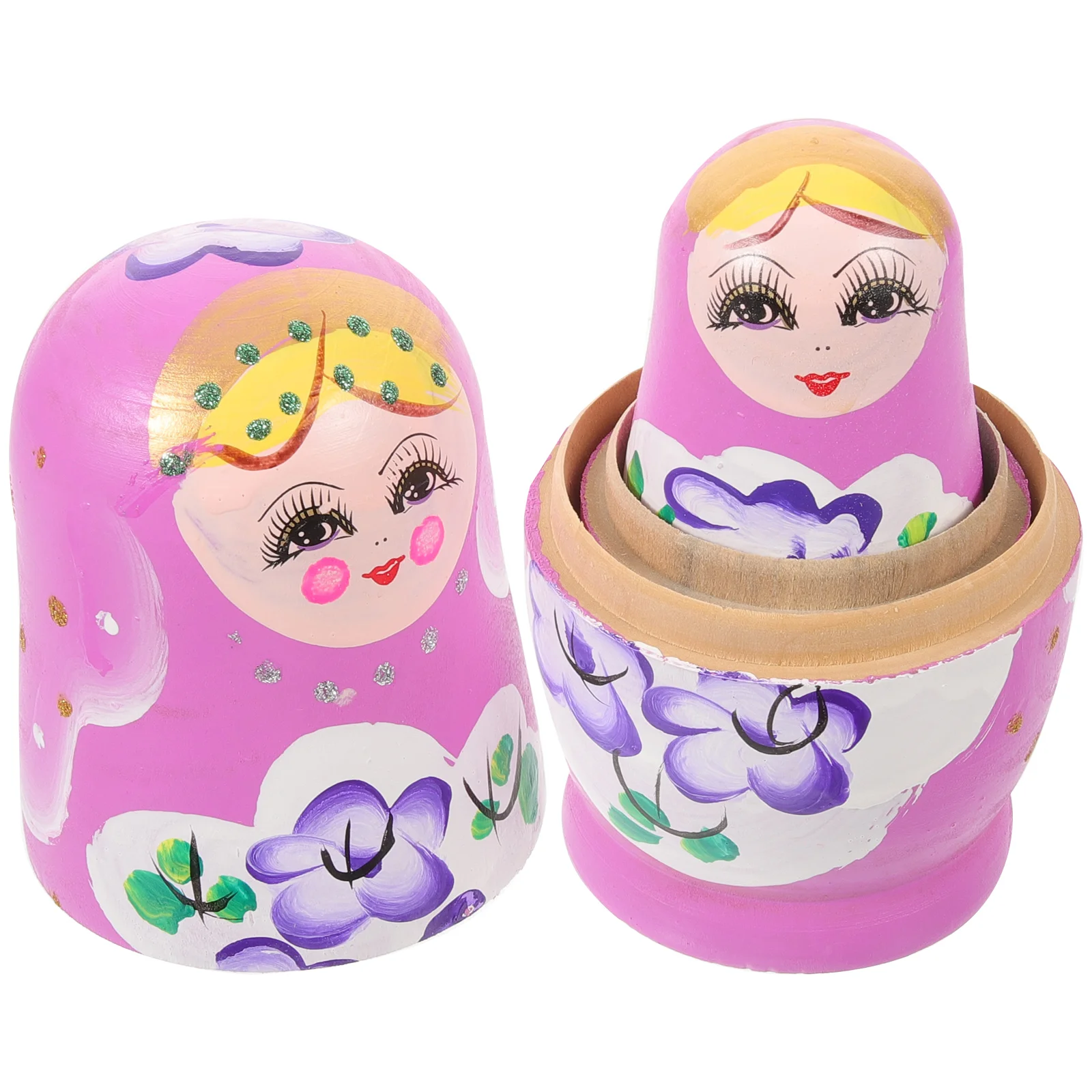 Juguetes Matryoshka de 7 capas, Kits para niños, muñecas de madera para niños, pila Manual, adorno hecho a mano, fabricación de anidación rusa púrpura