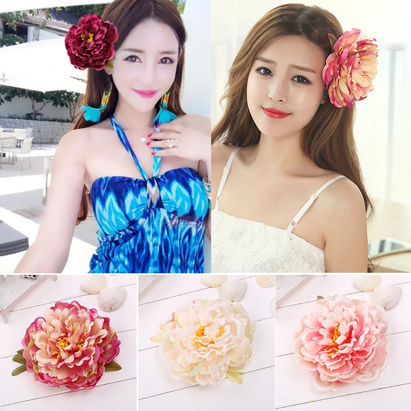 14cm Big Peony Flower Women\'s Hairpins Bohemian Beach Seaside Party Hair Clips Decoration for Bride Wedding Large Size Barrettes