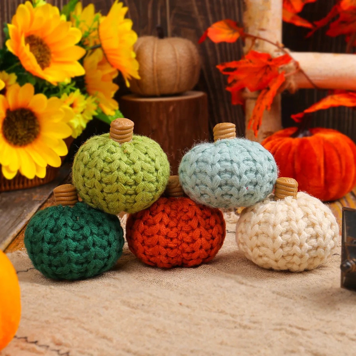 

New Knitted Pumpkin Decorative Ornaments Diy Handmade Knitted Colorful Pumpkin Party Decoration Props