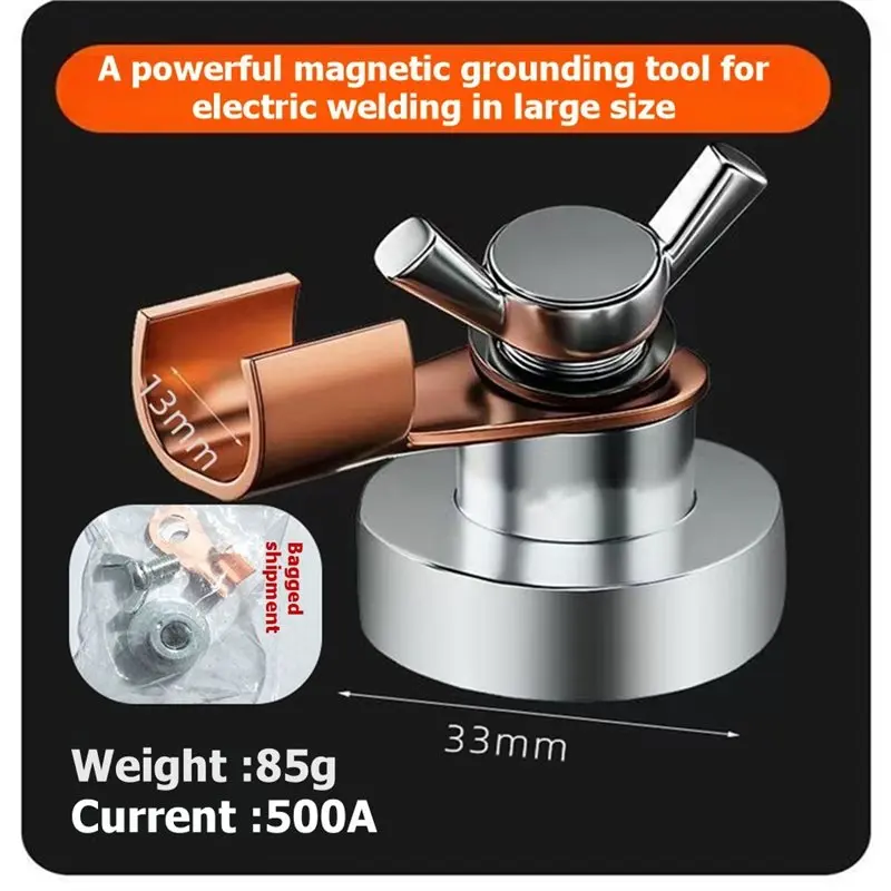 [Annual Offer] Magnetic For Welding Ground Clamp 2Pcs, Copper Electrode Single Head Magnet Grounding Connector For Welding Machi