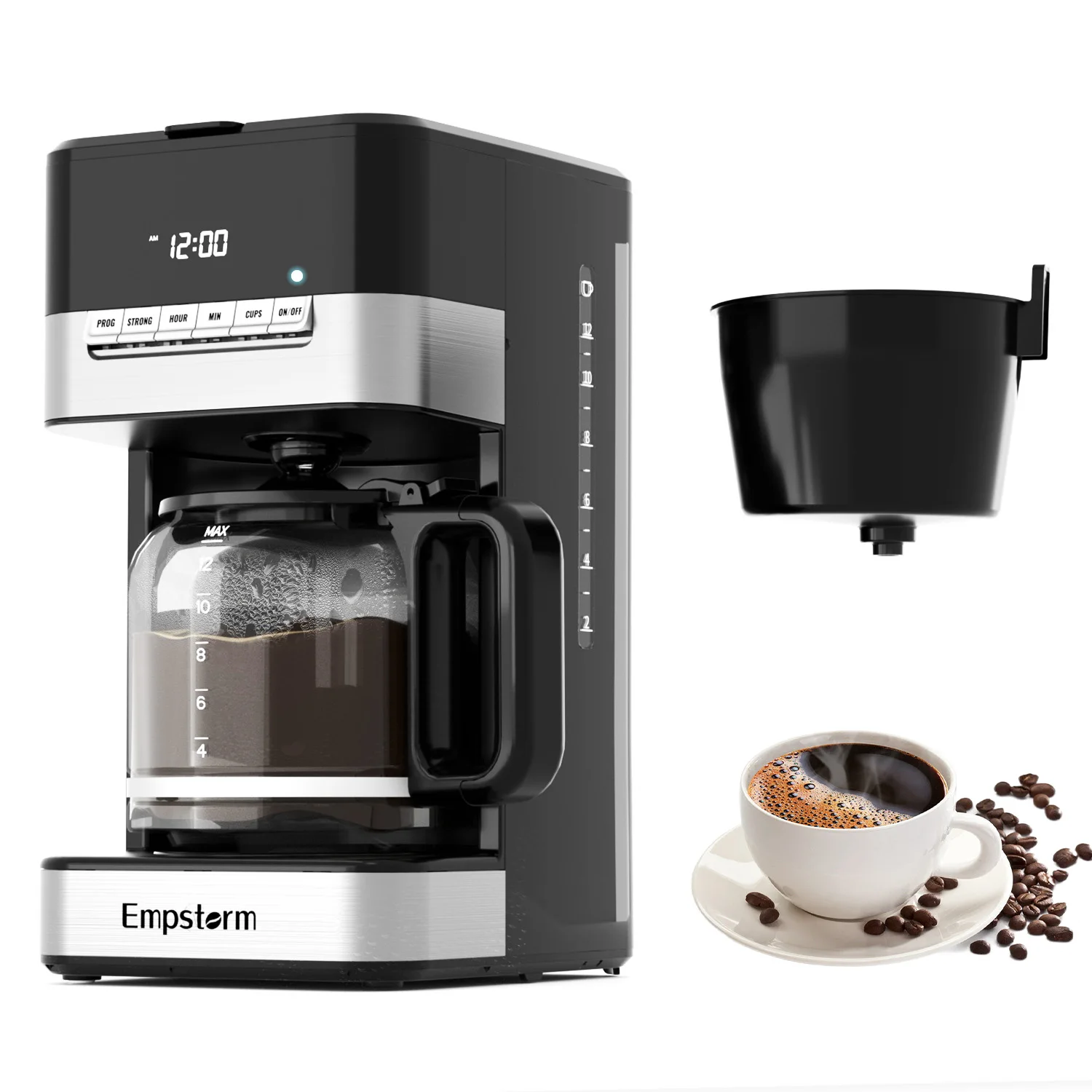 Empstorm 2024 hot high sales electric appliances dripping regular 12cups Americano coffee makers machine with keep warm function