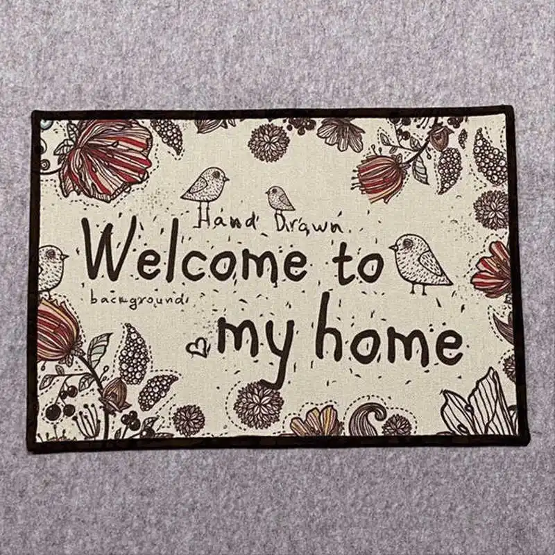 Home Decorative Doormat Entrance Door Mat 40x60cm Natural Cotton Linen Welcome Printed Dotted Anti-Slip Floor Carpet Indoor Rug