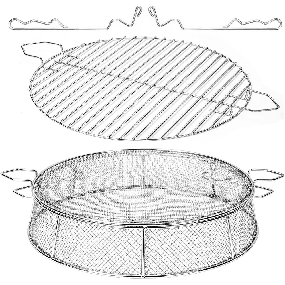 

19.5 Inch Stainless Steel Spark Shield Cover with Cooking Grate and Grill Stick for Outdoor Backyard Fire Pits