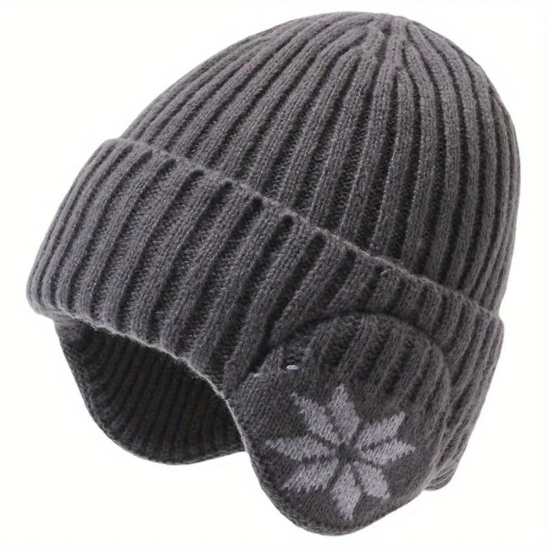 Winter men's and women's universal thick warm knit hat with ear muffs Christmas hat suitable for outdoor sports casual warm hat image 5