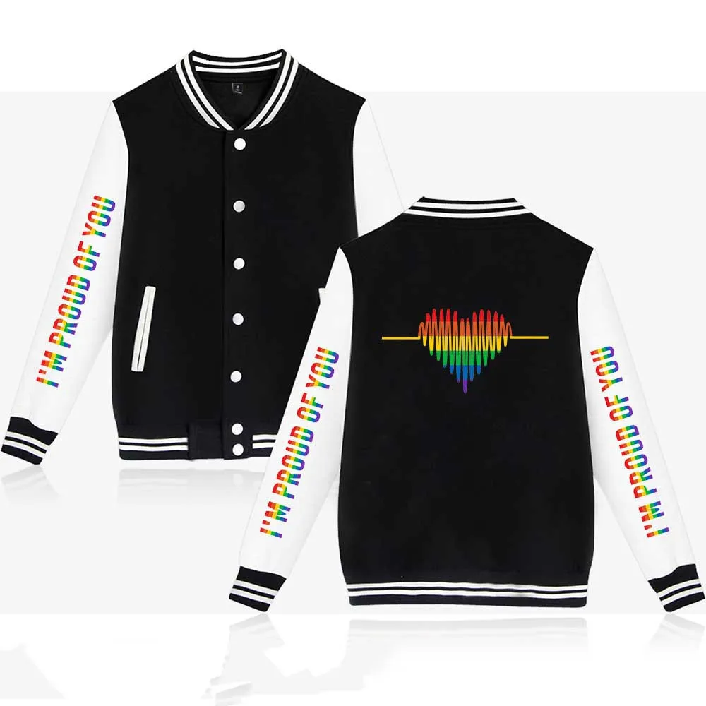 

LGBT Rainbow Flag Lesbians Gays Jackets men/women baseball clothing uniform coat winter fashion sweatshirt hip hop bomber Jacket