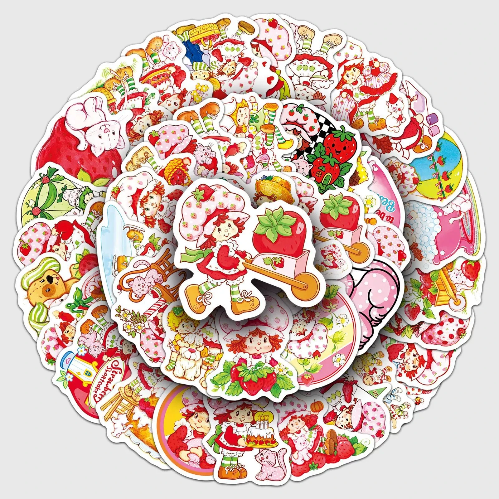 50 Pcs Strawberry Cartoon Stickers Cartoon Sweet Waterproof Vinyl Decals for Laptop Phone Case Luggage Water Bottle Journal