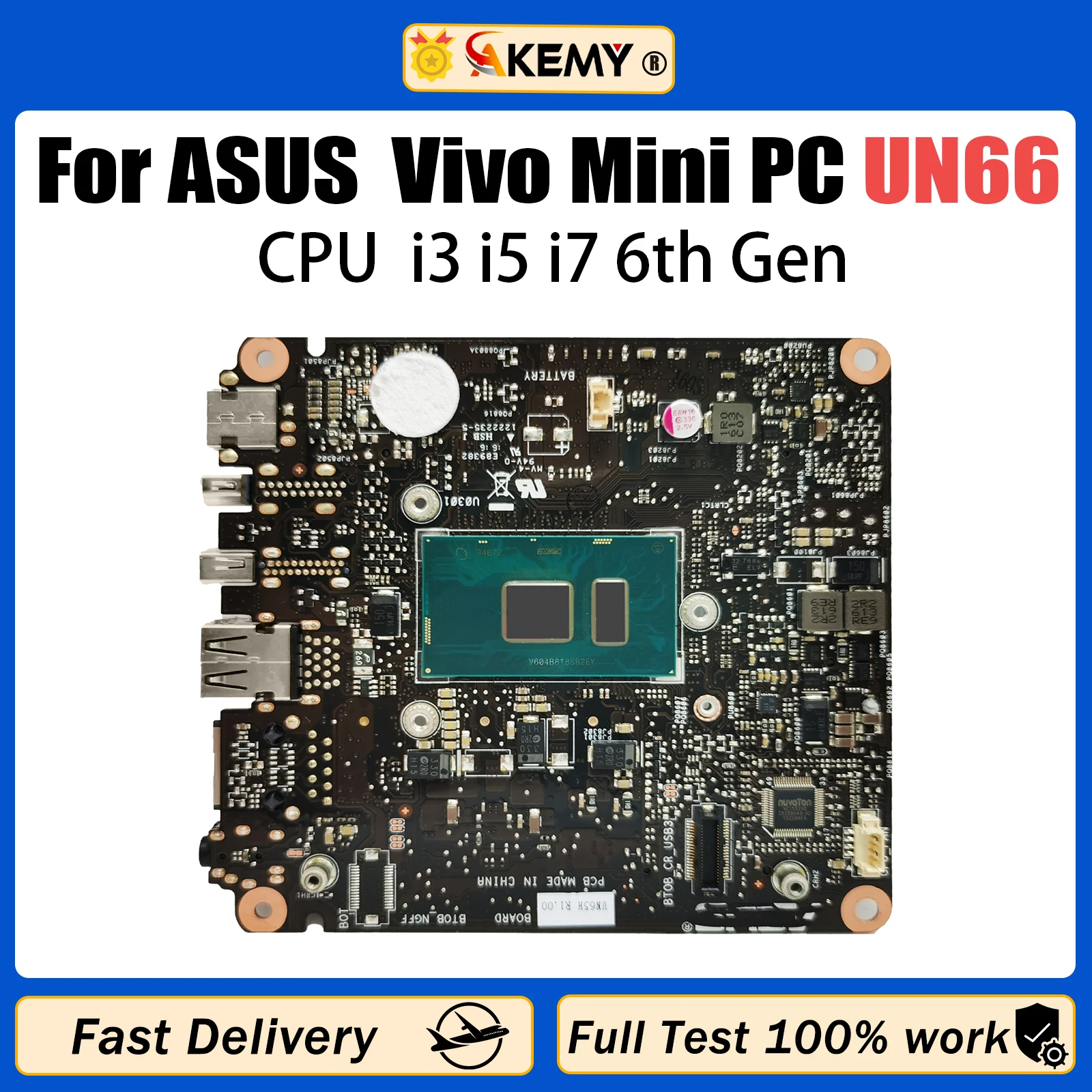 

AKEMY UN66 Mainboard For ASUS Vivo Mini PC UN66 Mini HD Computer Motherboard With i3 i5 i7 6th Gen CPU Tested OK