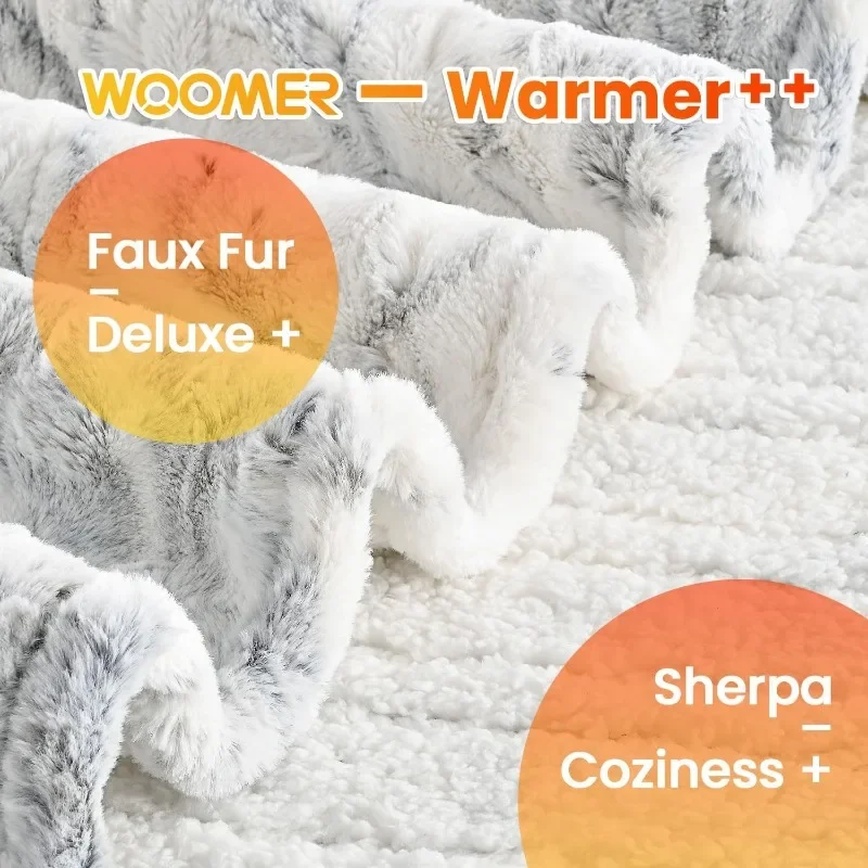 Super Comfortable Faux Fur Fast Heating, 4 Heat Levels and 4 Hours Automatic Closing, Machine Washable, Overheat Protection