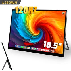 LESOWN FHD 1080p 120Hz przenośny bardzo szeroki Monitor gamingowy 18. 5-calowy ekran dotykowy typu C Laptop rozszerzony wyświetlacz do podróży