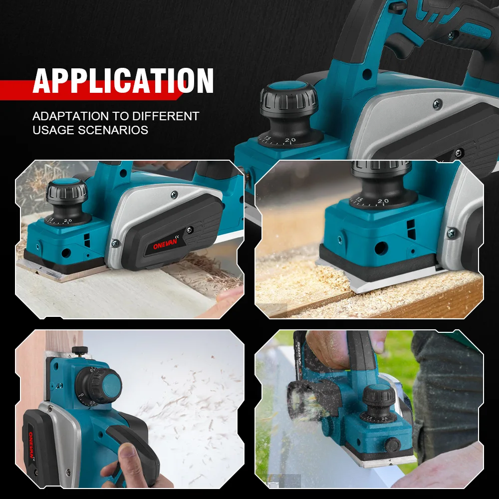 ONEVAN 82MM 30000RPM Bürstenlosen Elektrische Hobel Akku-fräse Trimmer Holz Schleifen Schneiden Power Werkzeuge Für 18V makita Batterie