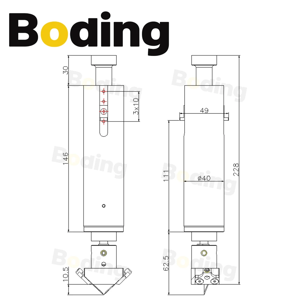 BODING 90° Double Blade Oblique Knife Cutter Thickness 10mm Vibrating Knife for Soft Glass PVC Honeycomb Board KT Board