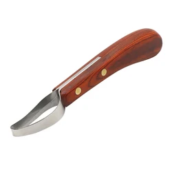 1Pc Horseshoe Knife Sheep Stainless Steel Double-edged Wooden Handle Hoof Trimming Knife Ring Blade Cattle Hoof Trimming Tools