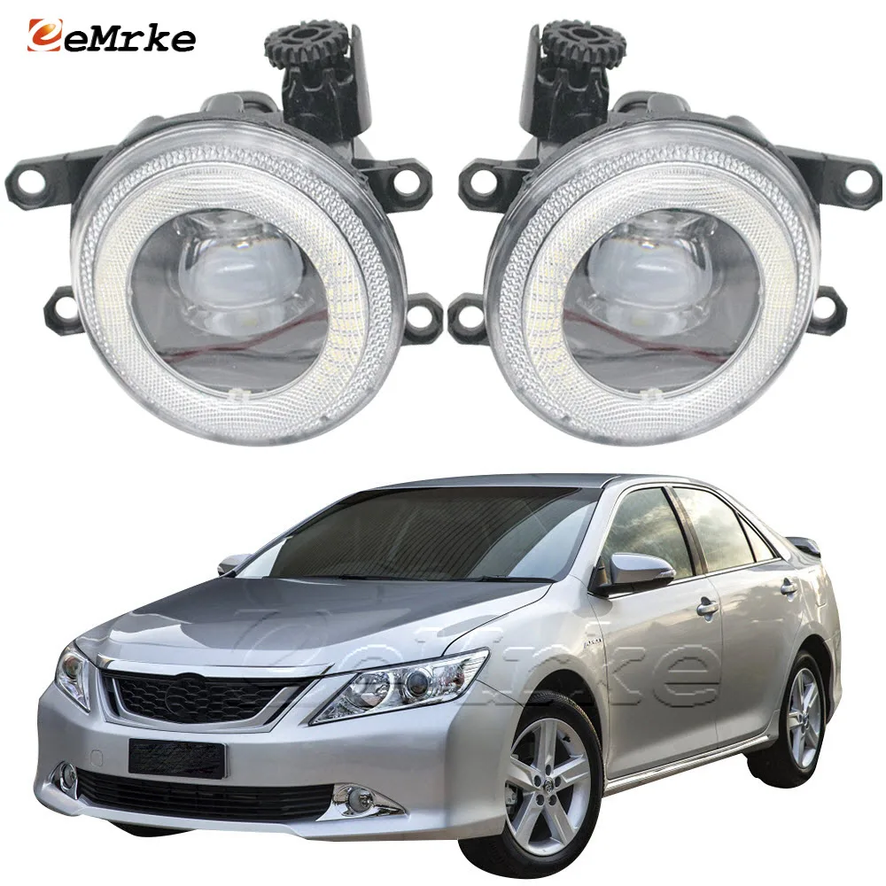 

LED Light Assembly Angel Eye DRL Daytime Running Lights w/ Lens Fog Lights LH+RH for Toyota Aurion Camry CIS_XV50 2012-2016