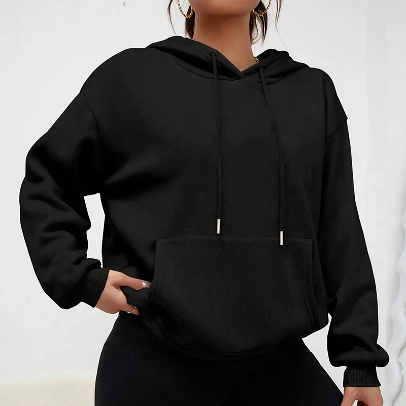 Fall Winter Warm Fleece Lined Hoodies for Men Women Athletic Casual Hooded Sweatshirt Unisex Solid Color Basic Pullover Tops