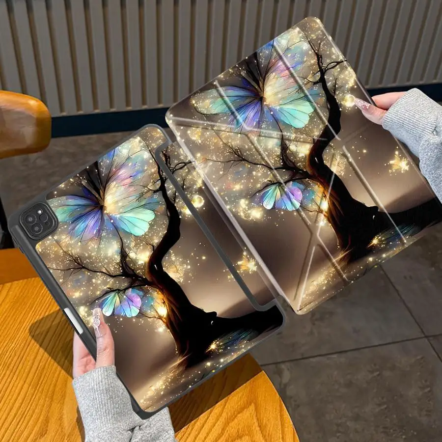 Capa para Tablet para iPad Pro 11ª 10ª 9ª 8ª 7ª 12.9 polegadas Mini 6 7 Air 4 5 M3 M2 1 2 M4 11 polegadas Pro 2025 Suporte Capa Borboleta