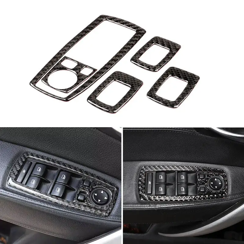 

Для BMW X3 E83 2006-2010: Комплект из 5 накладок из мягкого карбона для интерьера автомобиля, рамка панели управления стеклоподъемниками