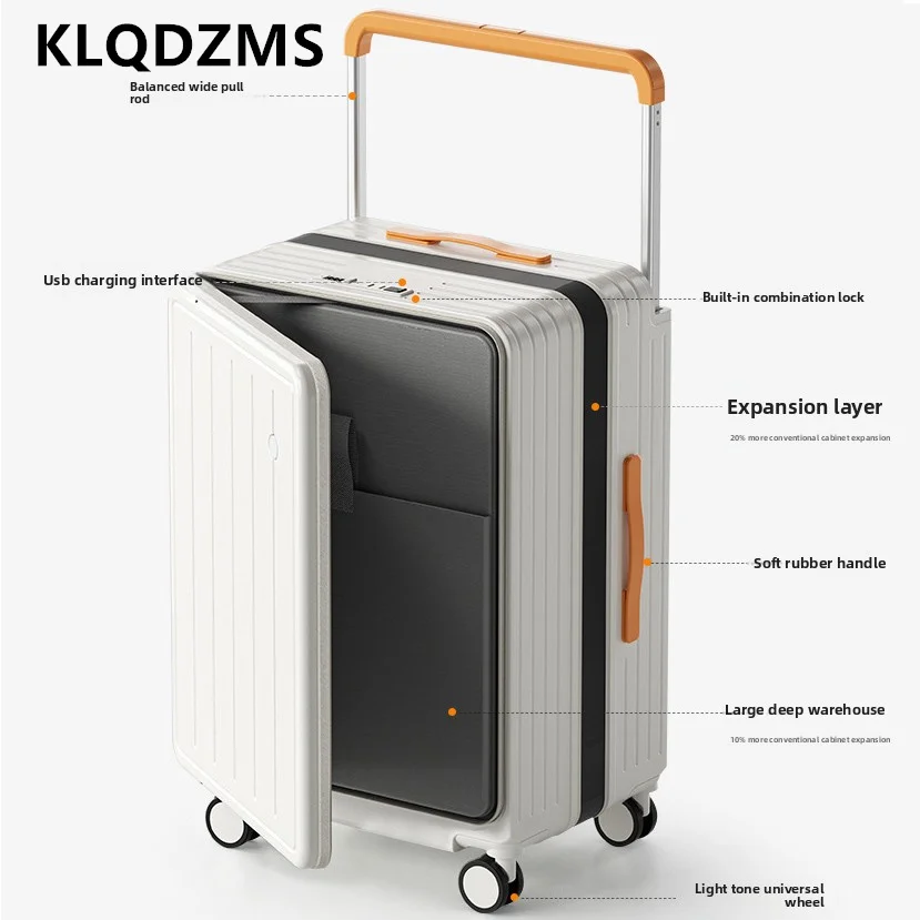 KLQDZMS Hochwertiger Koffer mit Frontöffnung, Laptop-Boarding-Koffer, 20 Zoll, 24 Zoll, 26 Zoll, große Kapazität, Trolley-Koffer, Rollgepäck