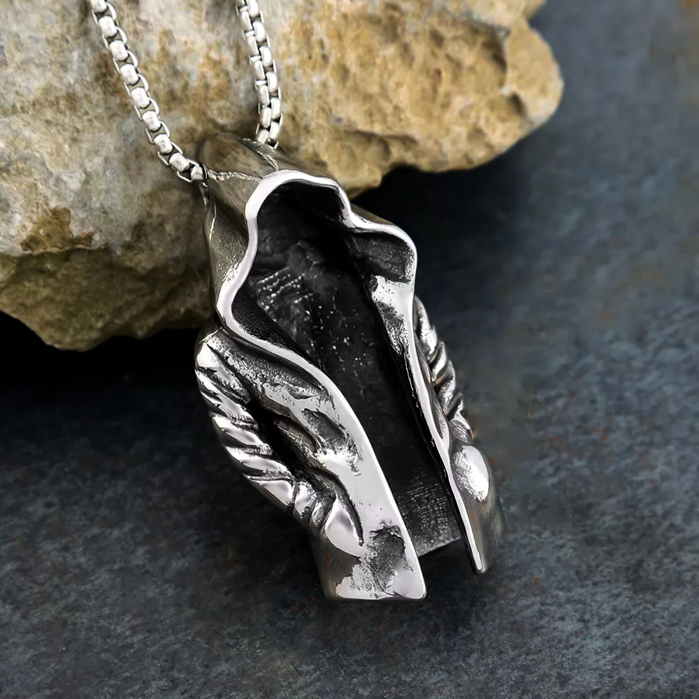 Punk Vintage Hooded Assassin Cloak Pendant Necklace Stainless Steel Street Hip Hop Personality Fashion Jewelry Gift For Men
