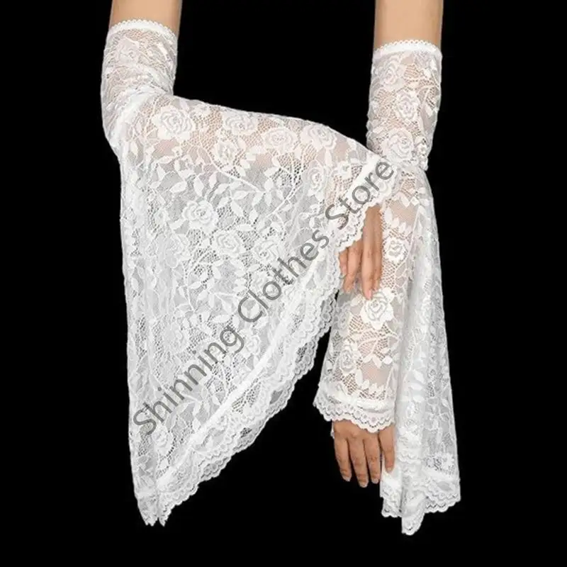 M68A Manga brazo transpirable Munas encaje diseño gótico clásico con puños trompeta para evento cosplay y fiesta