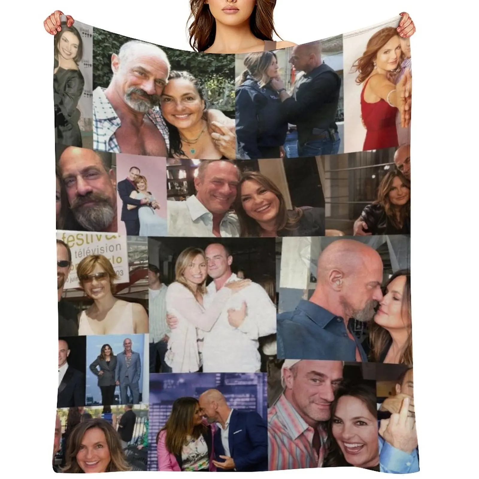 

Chris Meloni and Mariska Hargitay Throw Blanket Luxury Designer Picnic Large funny gift Blankets