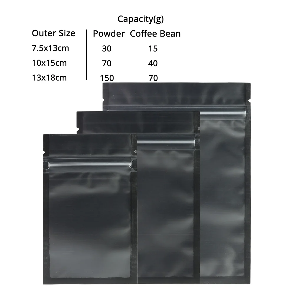 Heat Sealable Flat Plastic Mylar Packaging Bags Reusable Eco-friendly Zipper Matte Black Zip Lock Pouch With Frosted Window