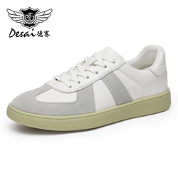 DESAI Men Casual Shoes Genuine Leather Male Sneakers Summer Breathable 2024 New Design Fashion Trainer