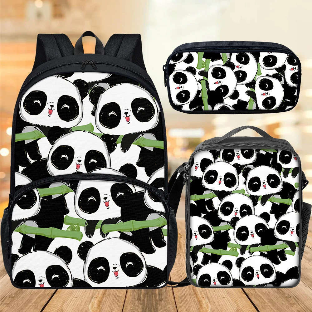 Hot Sales Cute Panda Backpack Eating Bamboo Love Cartoon Design Schoolbag Personalized Pencil Case Custom Image Handbag Satchel