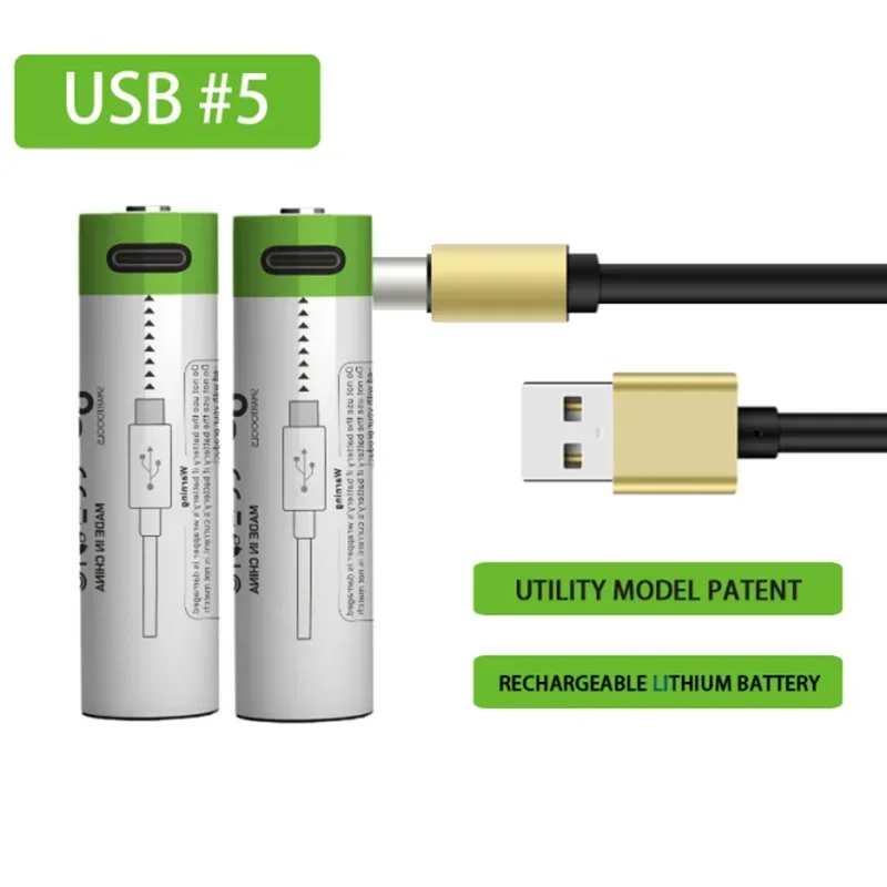 14500 rechargeable lithium battery No. 5 3.7V large capacity battery USB charging mouse flashlight shaver battery