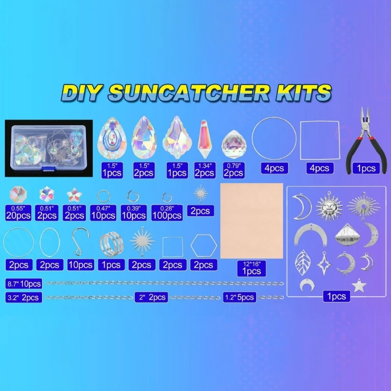 200 ชิ้นคริสตัล Suncatchers แขวน Sun Catchers ชุดสำหรับผู้ใหญ่คริสตัลสีสันสดใส