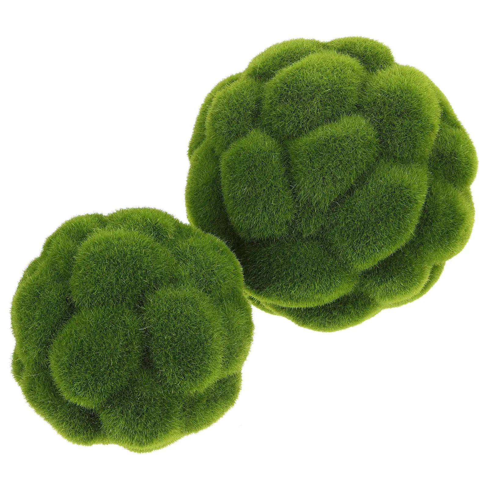 

2 Pcs Simulated Moss Ball Artificial Decorative Green Faux Plants Lightweight Fade Resistant Craft Office Decor moss