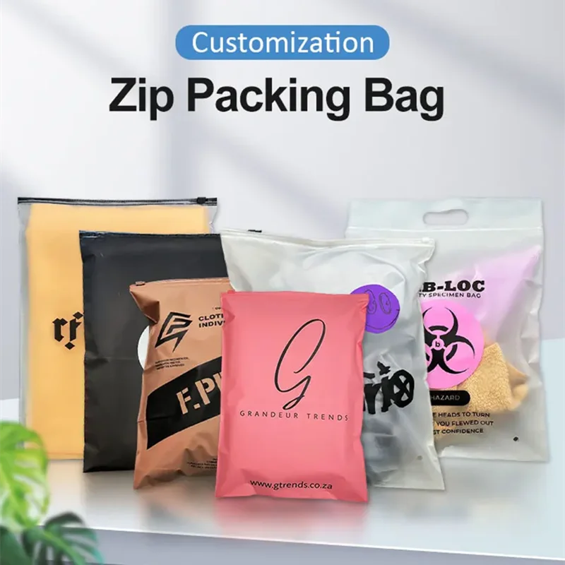 

High Quality frosted Zipper Bag Custom Plastic Shipping T shirt Ziplock Matt clothing packaging bags,garment bag