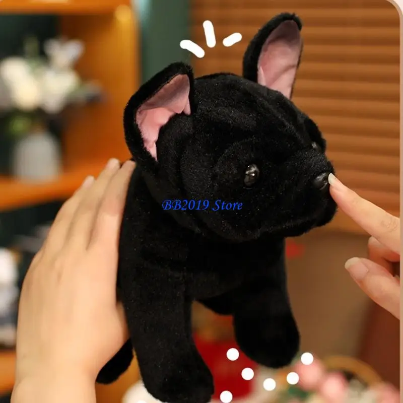 Q0KB ที่สมจริง การ์ตูนสัตว์ตุ๊กตาของเล่นตุ๊กตาลูกสุนัข Emotion Support ของเล่น