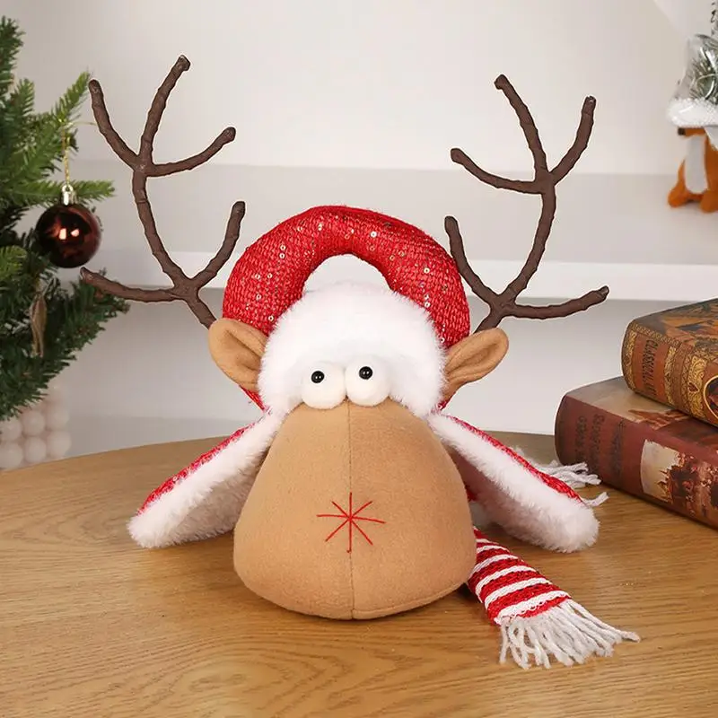 Stuffed Elk Toy Christmas Cartoon Table Decoration Holiday Funny Elk Decoration Decorative Plushies For Mantel Bookshelf