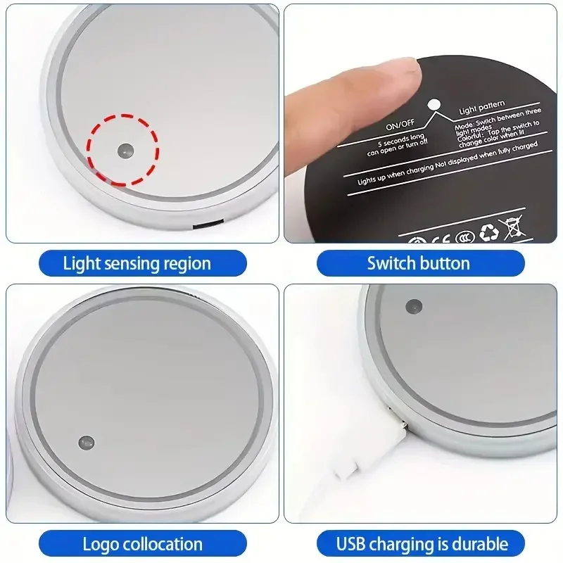 7 ألوان سيارة ضوء الاستشعار الوقايات حامل الكأس مصباح ليد الحصير زجاجة جو الملحقات الداخلية العالمي #4