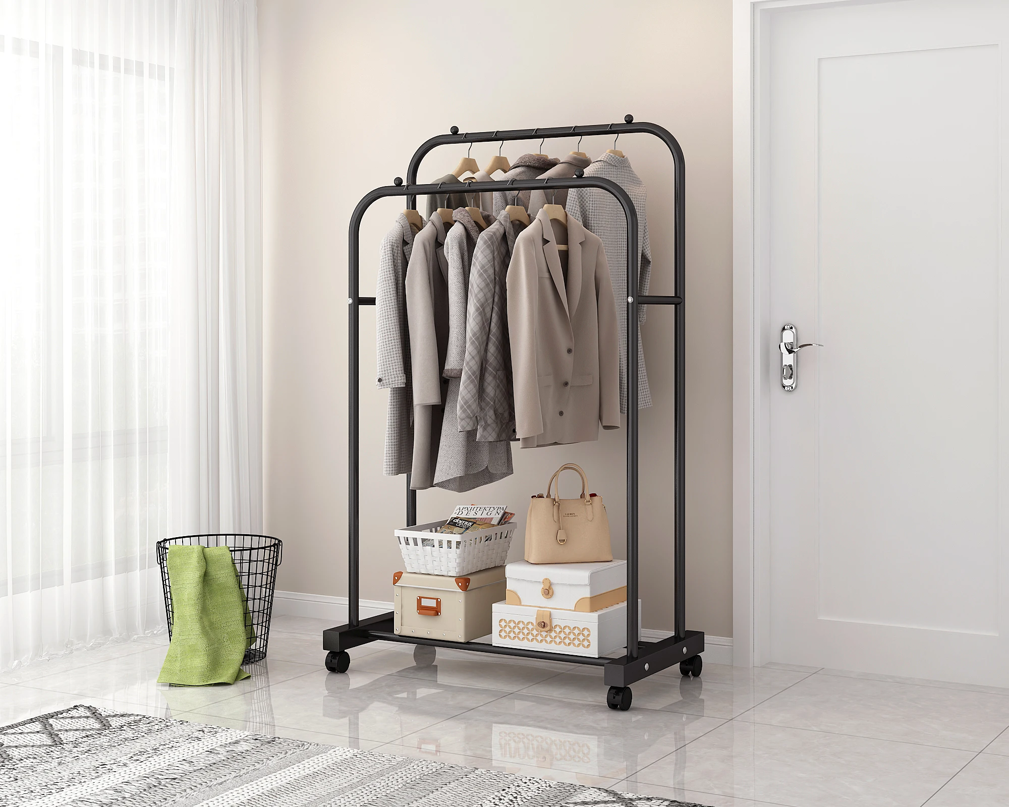 

Clothing Store Metal Clothing Garment Rack/ Movable Clothes Hanger Display Rack