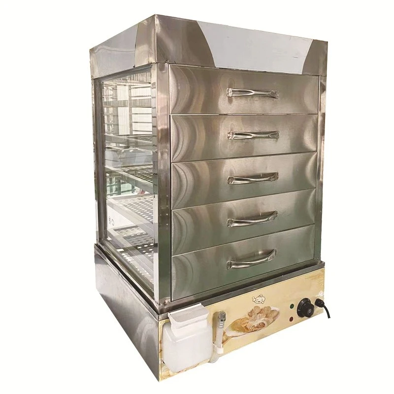 Desktop electric steamer commercial breakfast shop glass insulation cabinet drawer type