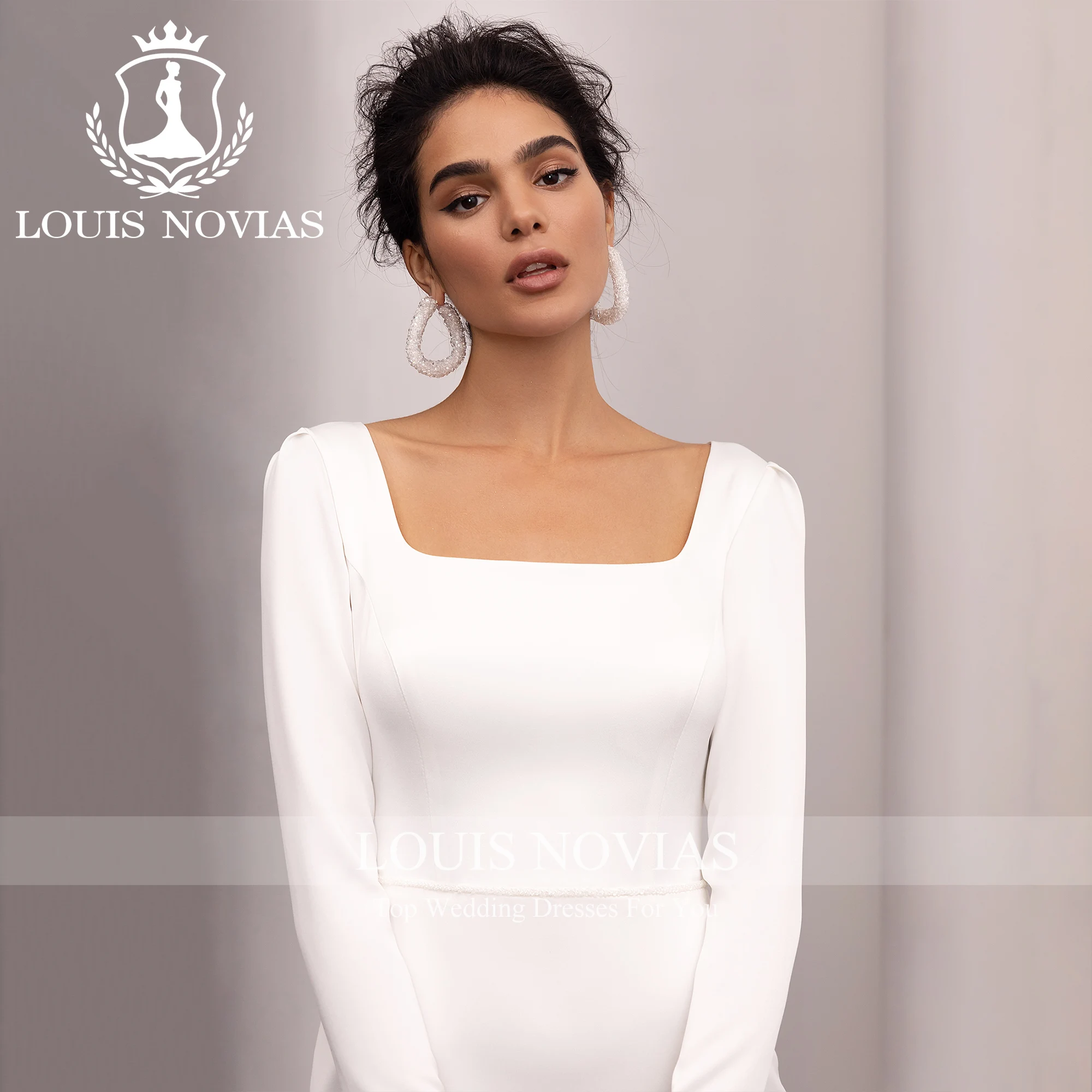 LOUIS NOVIAS Mermaid Wedding Dress 2023 Sexy Graceful Square Collar Backless Brush Train High-end Wedding Gown Vestidos De Novia