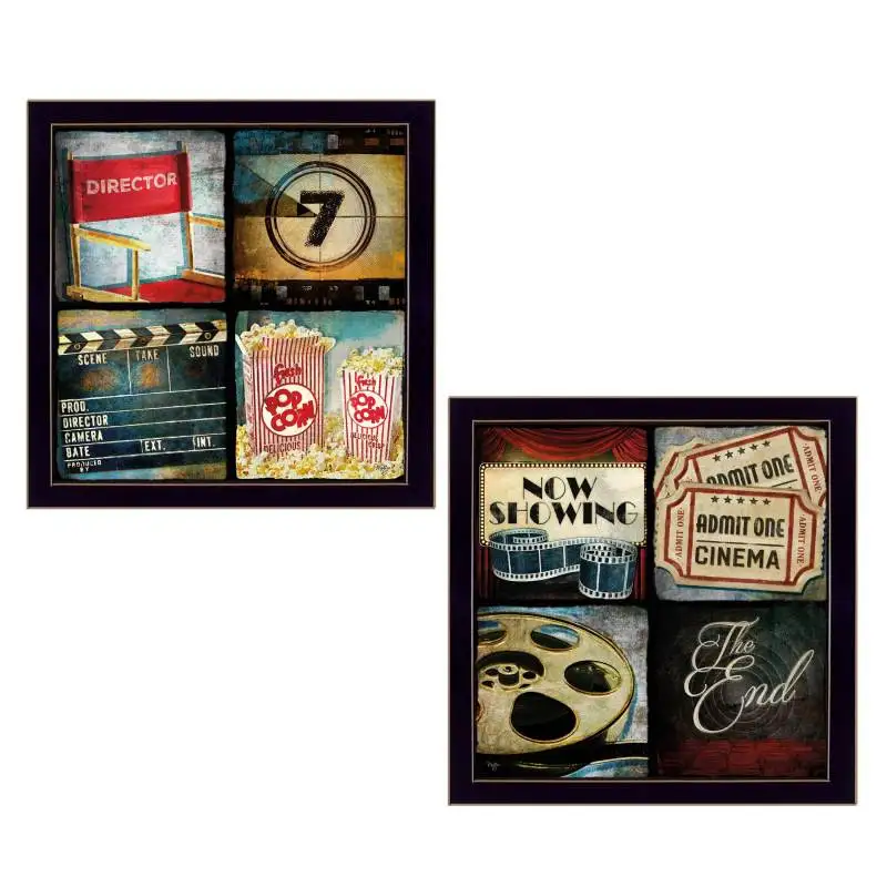 

At The Movies Collection 2-Piece Vignette By Mollie B., Printed Wall Art, Ready To Hang Framed Poster, Black Frame