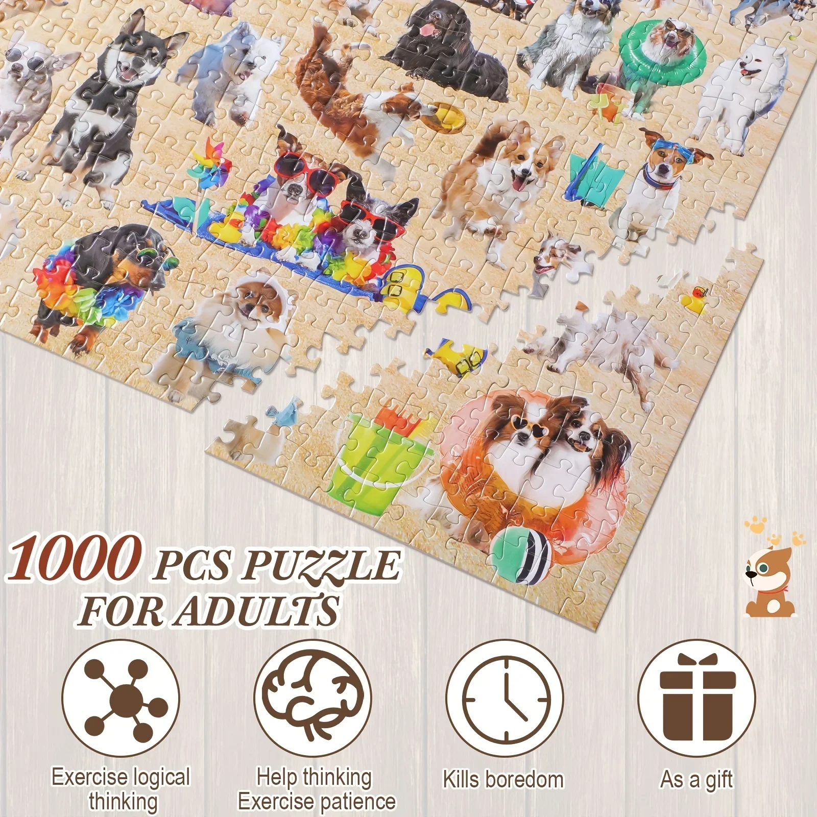 300/500/1000 ชิ้นกระดาษปริศนาชายหาดลูกสุนัขจิ๊กซอว์ปริศนางานศิลปะที่ละเอียดอ่อนของขวัญสำหรับผู้ใหญ่วัยรุ่นที่สมบูรณ์แบบสำหรับห้องนั่งเล่นตกแต่งบ้าน