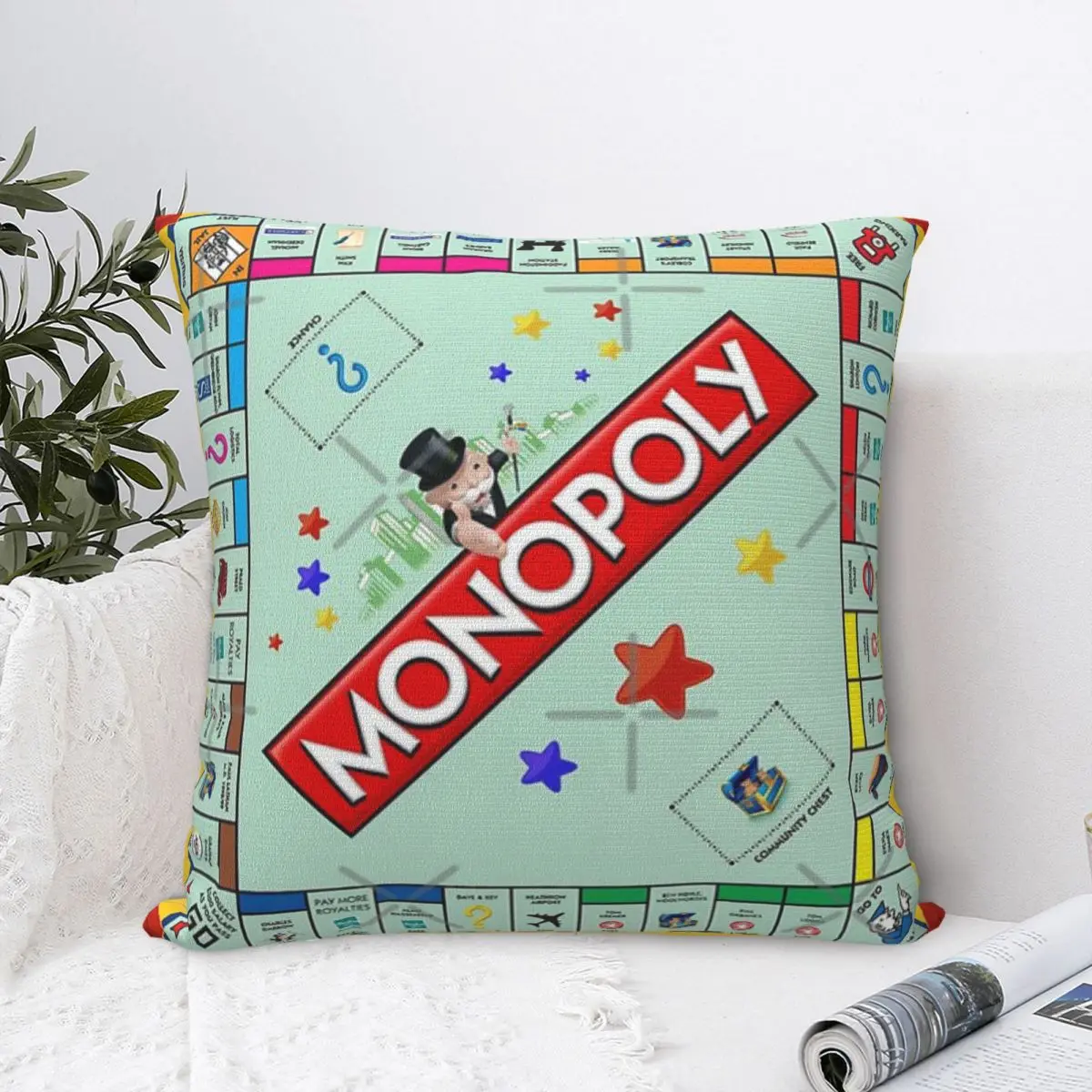 Customizable Monopoly Board Game Pillowcase, Cushion, Cushion, Home Decor Accessories