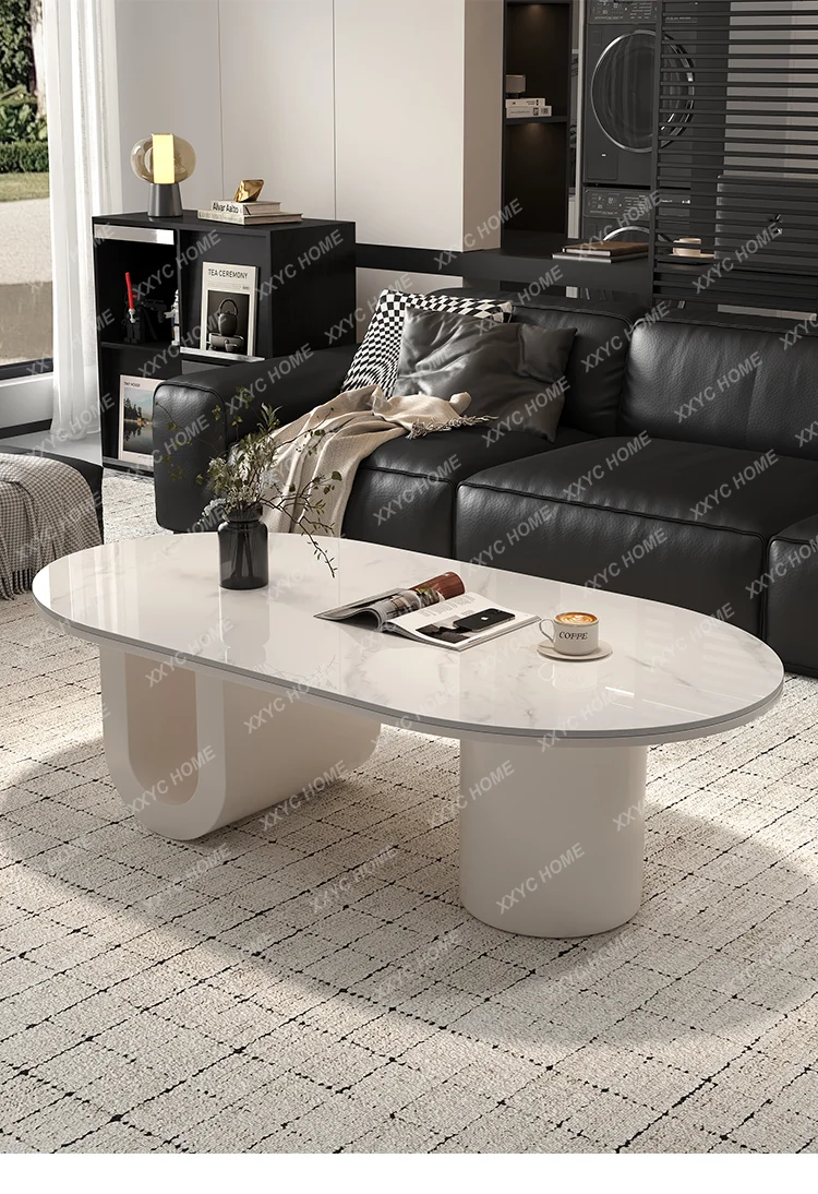 Living Room Modern Coffee Table Clear Oval White Premium Coffee Tables Magazine Unique Mesa De Centro De Sala Home Furniture  FT
