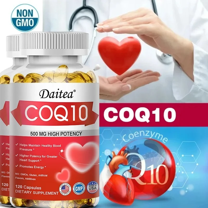Coenzyme Q10 (CoQ10) 500 Mg Capsules Antioxidant, Heart Health, Blood Pressure Levels and Immune Support, Energy Production